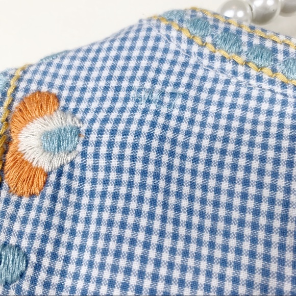 Zara Gingham blue embroidered checkered dress M - Picture 8 of 8